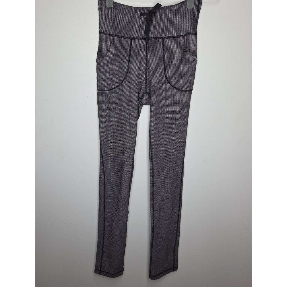Lululemon Skinny Will Pants Gray Black Herringbone Diamond Dot Pockets Sz 6